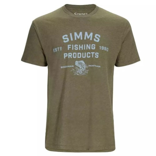 Футболка Simms Stacked Logo Bass T-Shirt Military Heather