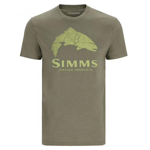 Футболка Simms Wood Trout Fill T-Shirt Military Heather Neon