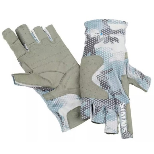 Перчатки Simms SolarFlex Guide Glove Hex Flo Camo Grey Blue